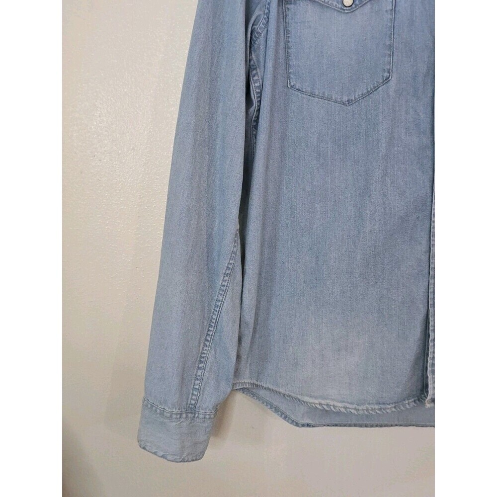 & Other Stories Denim Western Shirt Womens Large Chambray Snap Button Blue - Picture 6 of 11